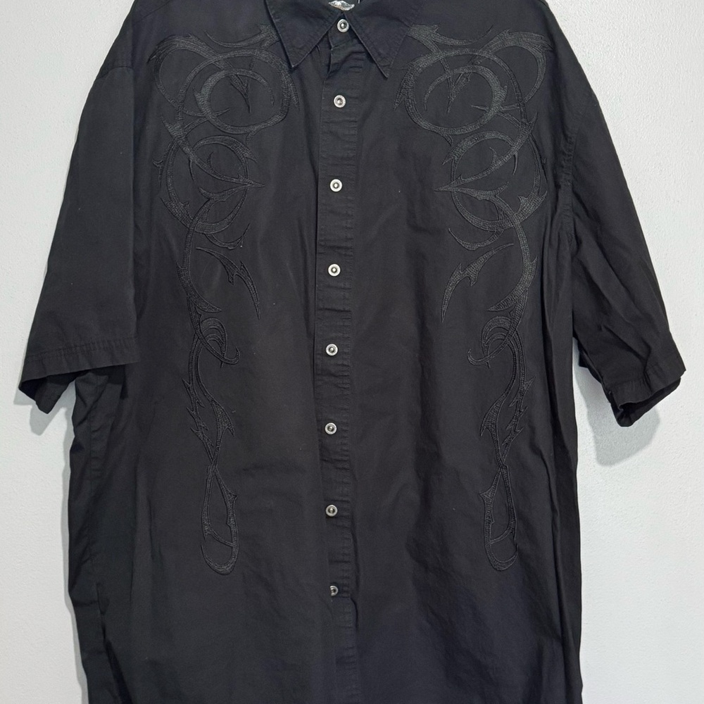 Mens Harley Davidson Button Front Shirt, 100% Cotton, Black, Size 3XL